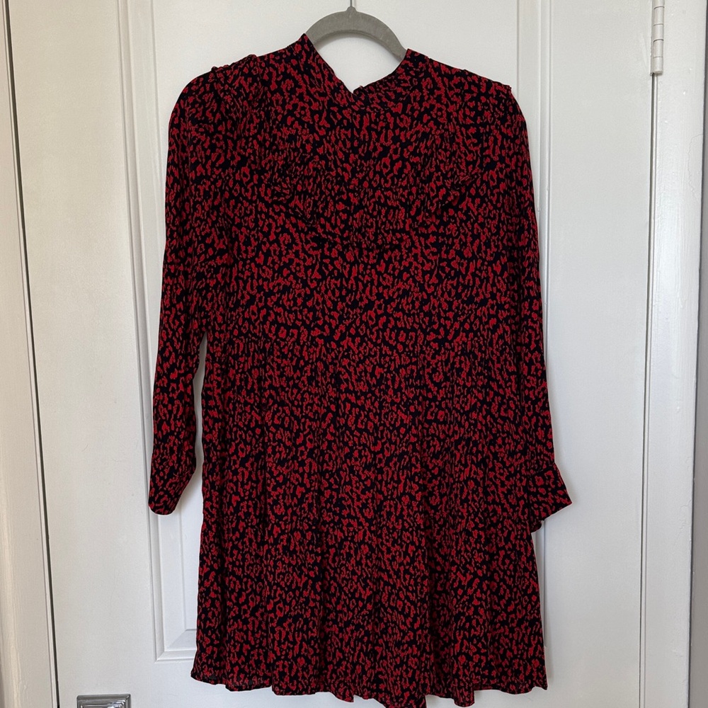 Zara Red and Black Long Sleeve Dress